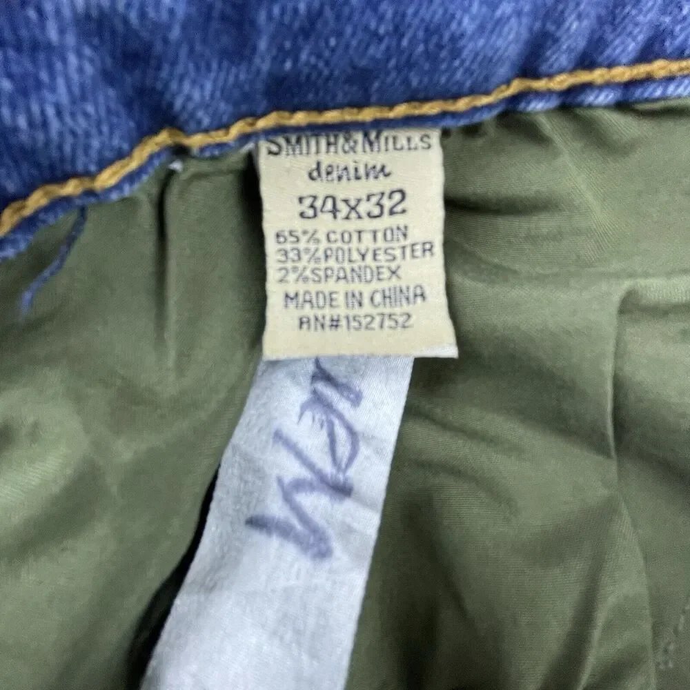 Smith & Mills‎ Denim Jeans Mens 34 Blue Slim Straight Stretch Classic
